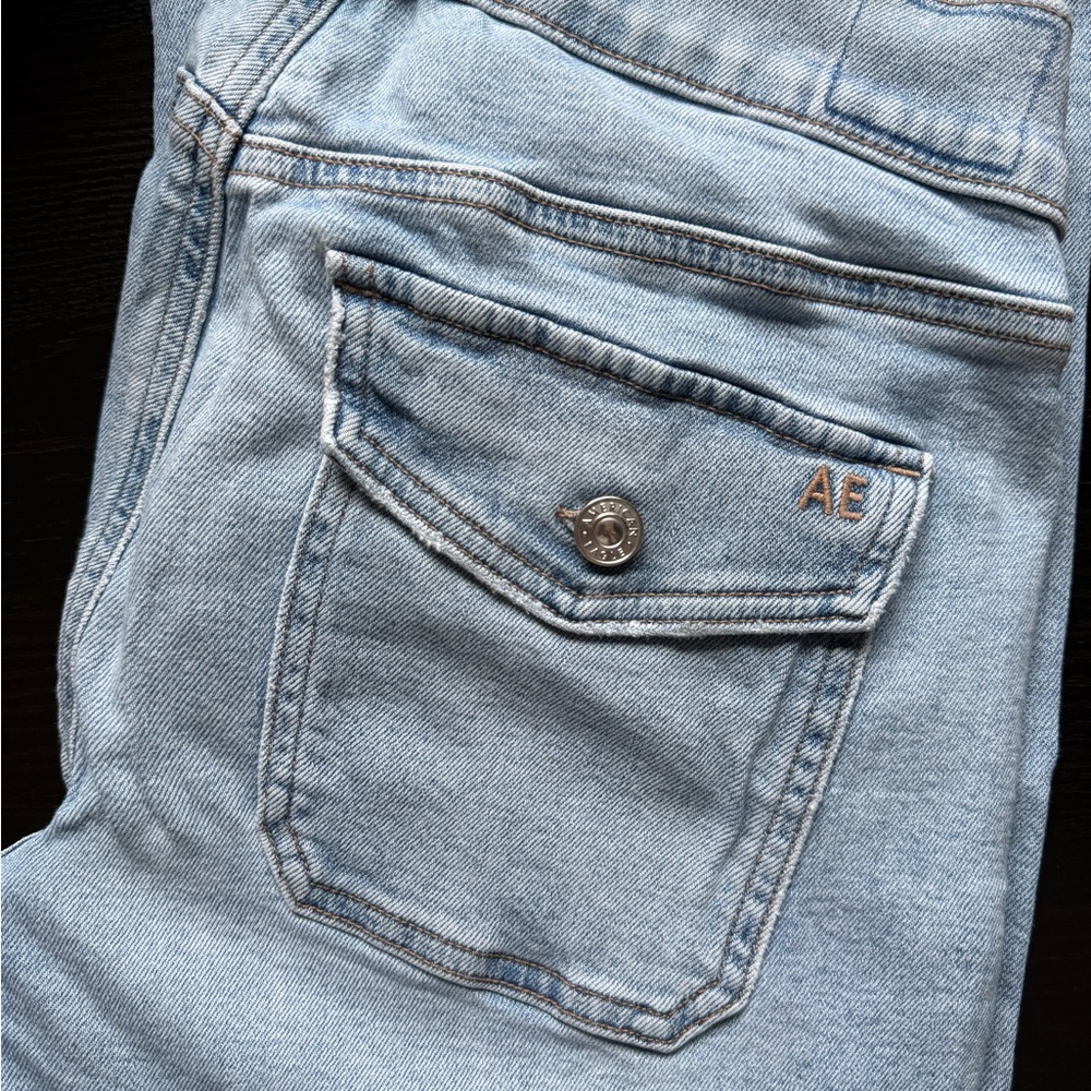 American Eagle Outfitters Light Blue Boot Cut Jeans 90s Skinny Kick - Picture 6 of 8